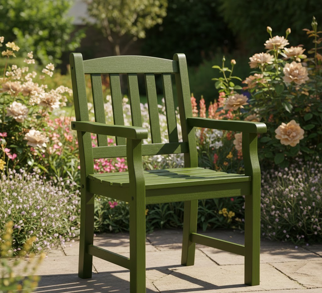 Restored wooden garden chair